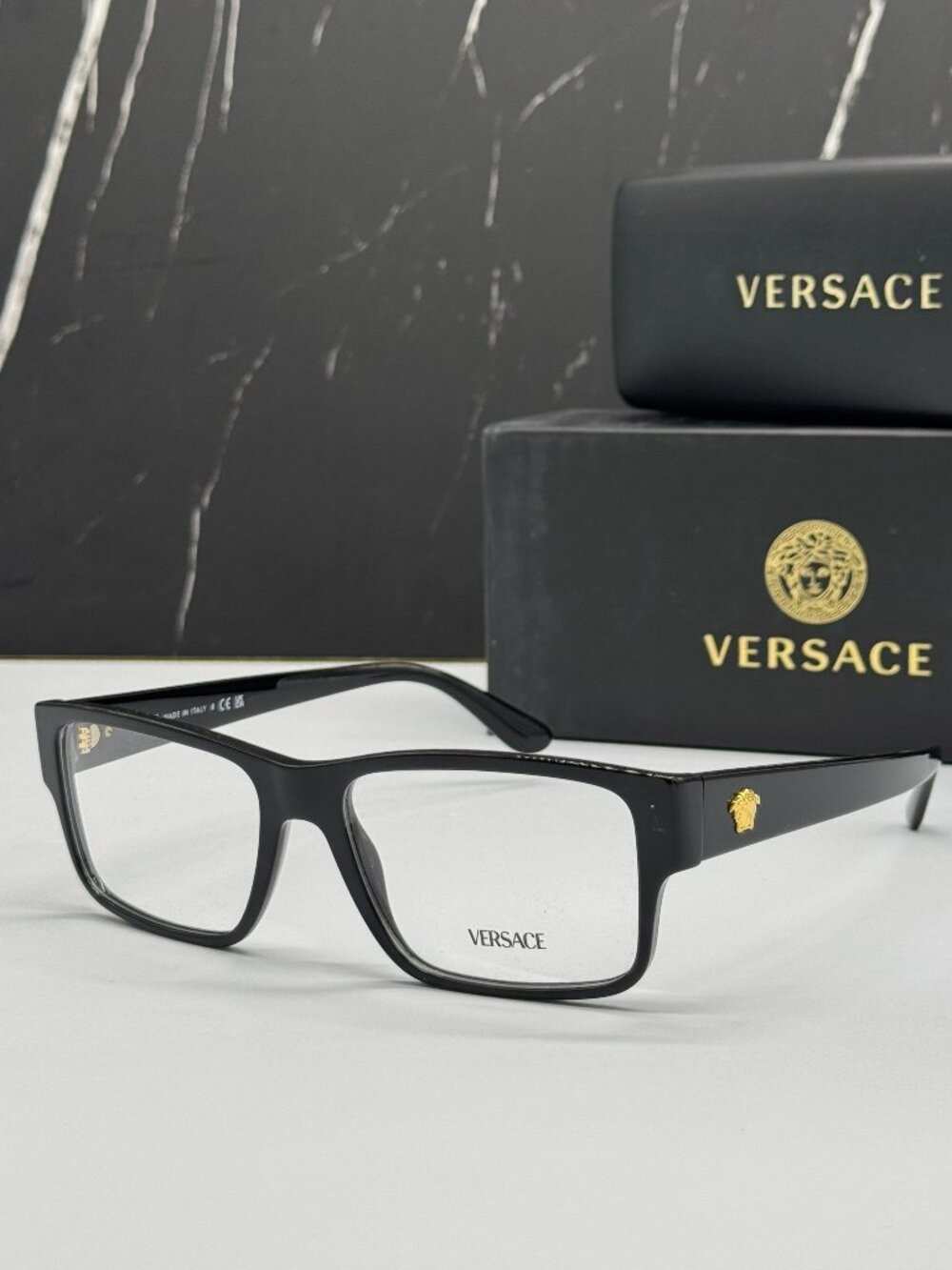 Versace VE3342 5360 Square Black Unisex Eyeglasses Authentic NEW